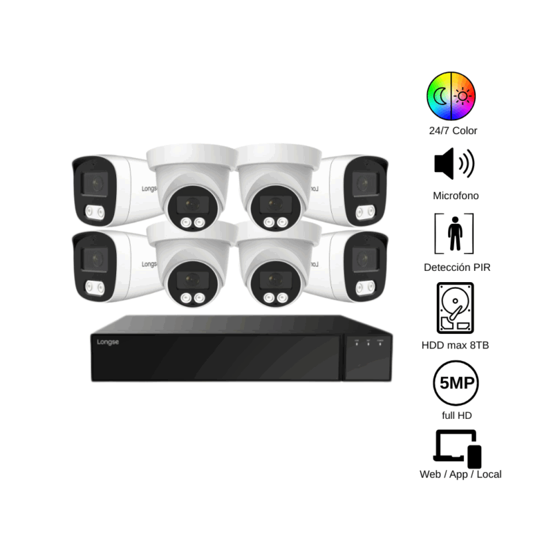 Kit 8 Cámaras FULL COLOR + AUDIO 5MP 2K – Detección PIR – FOSTON ...