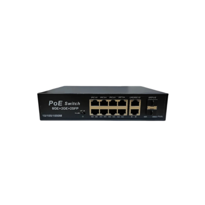 Switch PoE Full Gigabit 12 Puertos 3012GE V2.0 – 8 PoE + 2 Uplink + 2 SFP | 120W